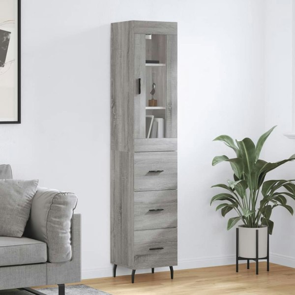 Berkfield Highboard Grey Sonoma 34.5x34x180 cm Engineered Wood