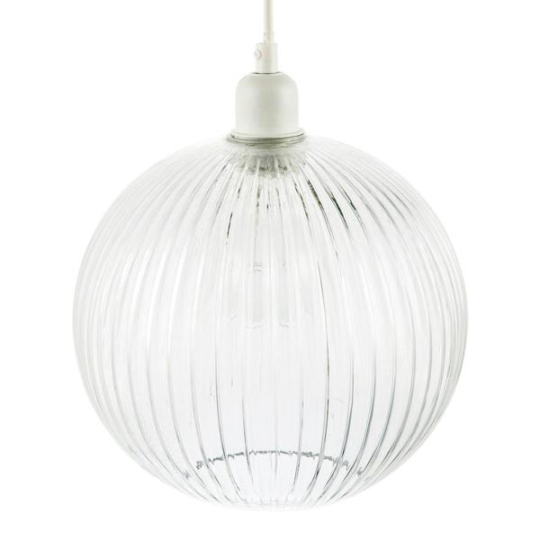 Modern Clear Transparent Line Ribbed Glass Round Pendant Light Shade Image 5
