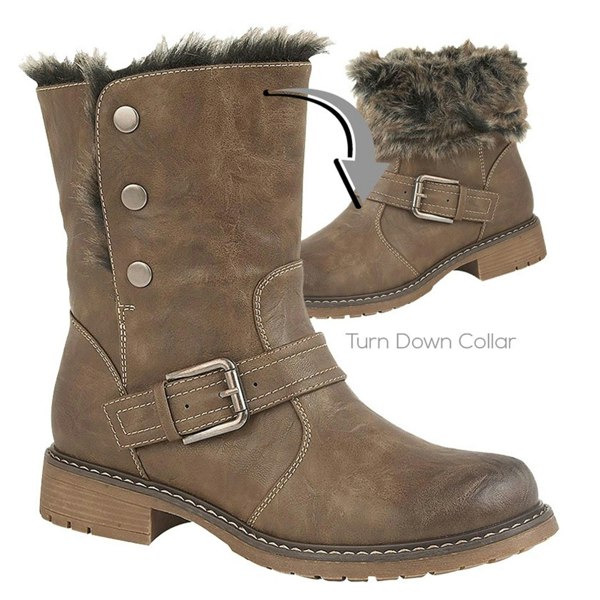 Cipriata Andreana Press Stud Fold Down Biker Style Ankle Boots