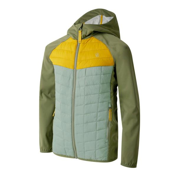 Dare 2B Childrens/Kids Explore II Colour Block Hybrid Jacket - Olivine Green/Hedge Green/Tawny - 