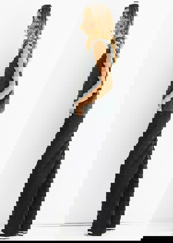 Gini London Grey Sequin Sparkle V Neck Vest Knit Jumper