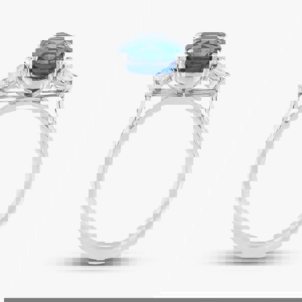 T. H. Baker Platinum 4.12ct Oval Cut Sapphire & 0.40ct Brilliant Cut Diamond Shoulder Set Solitaire Ring 10-80-465/25-10-150