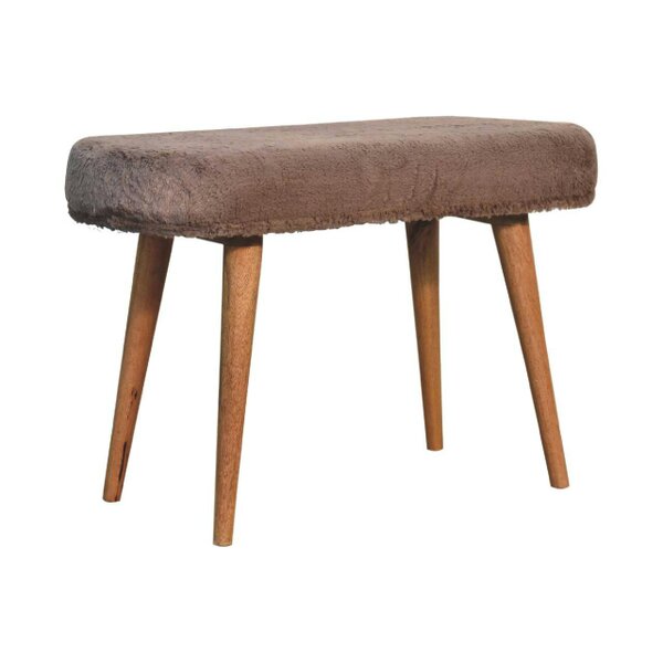 Wyld Haus Rome Faux Fur Fabric Bench Mango Wood Legs