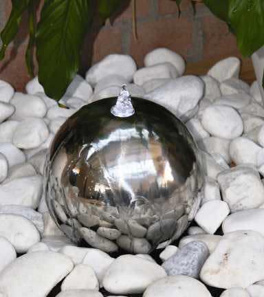 Tranquillity Water Features 30cm Stainless Steel Sphere Modern Metal Water Feature