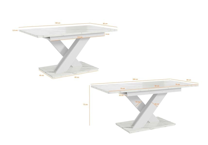 TOXX Extendable Dining Table 140–180cm – Wotan Oak & Black Gloss