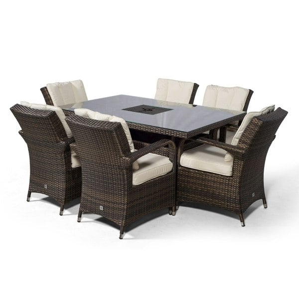 Giardino Arizona Rectangular 6 Seater Patio Dining Set with Ice Bucket Drinks Cooler