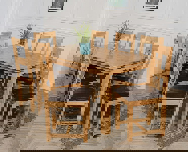 That's Furniture Oslo 180 x 90cm Large Oak Dining Set with Lincoln Oak Chairs