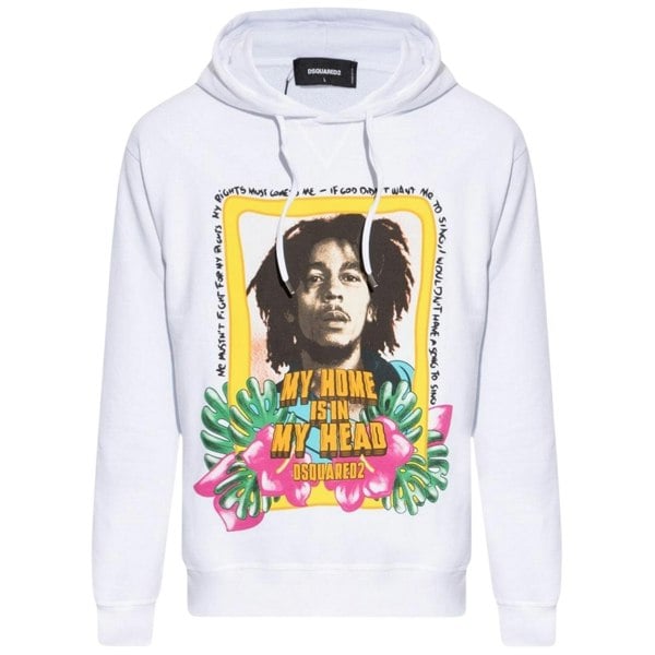 DSquared2 Mens Bob Marley Hoodie - White