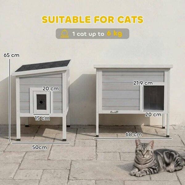 Outdoor Cat House, Insulated Cat Shelter with Insulated Liner, Waterproof Asphalt Roof, Escape Door, Opening Top