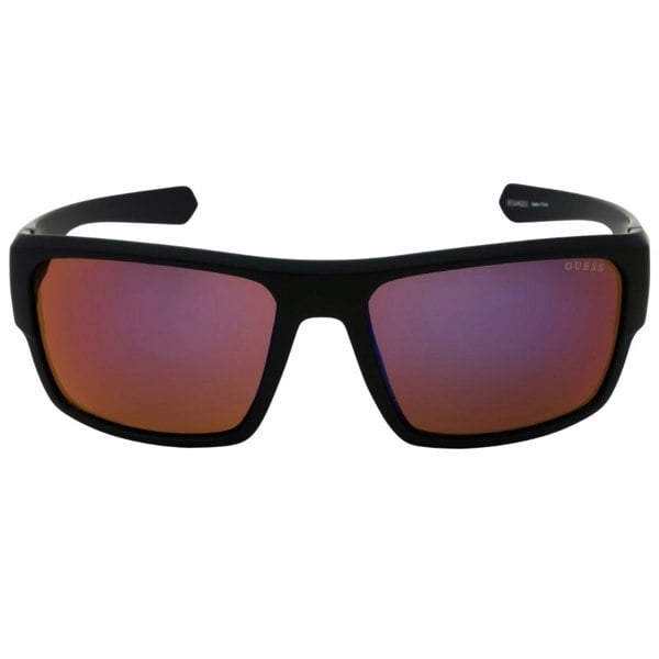 Guess Black Curved Frame Pink Lens Sunglasses