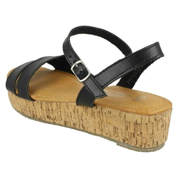 Spot On Ladies Spot On Cork Flatform Sandal