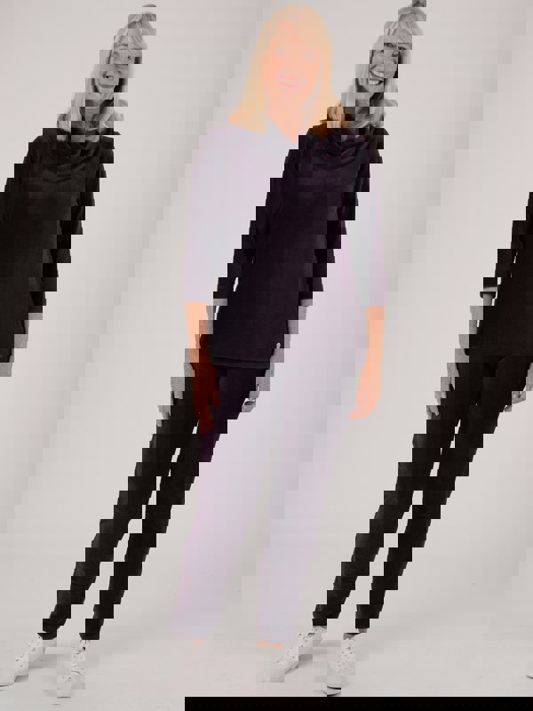 PennyPlain Ribbed Velour Trousers - Blackcurrant