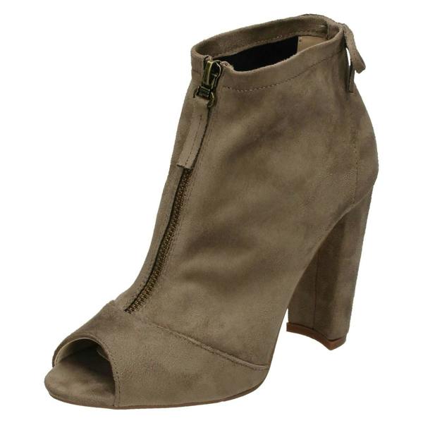 Spot On Ladies Spot On Peep Toe Ankle Boots