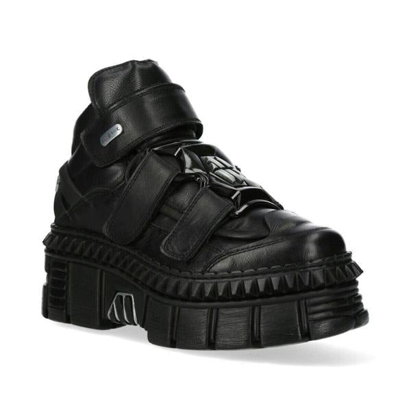 New Rock Metallic Ankle Leather Boots-WALL285-S3