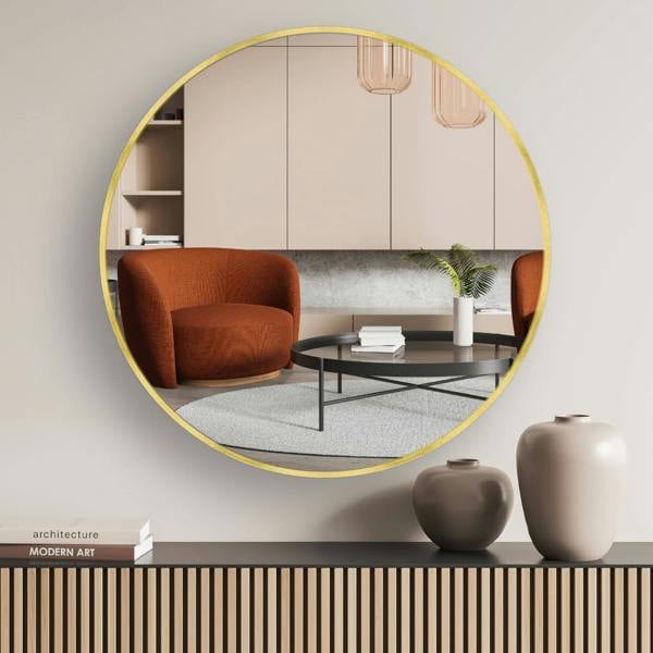 Nielsen Jaron Round Aluminium Wall Mirror - Gold