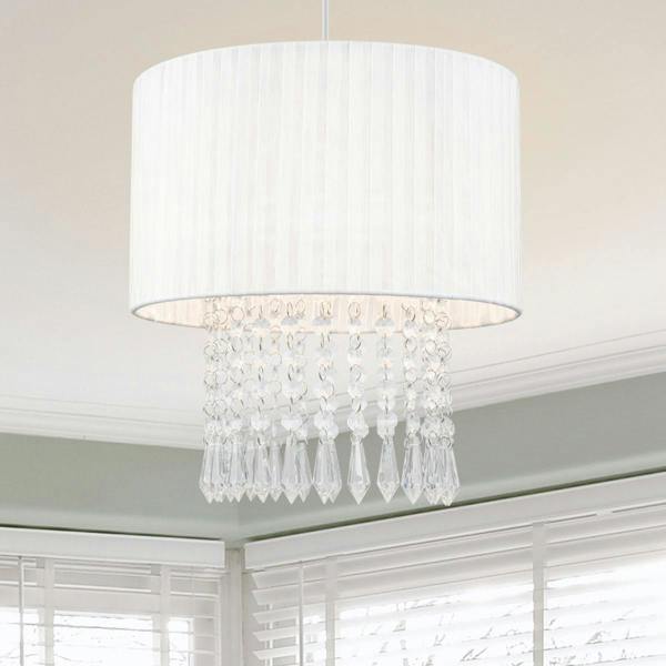 COSYLYTE Winni Beaded Voile Easyfit Lamp Shade - Cream White