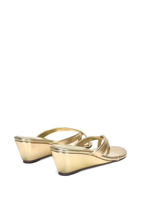 XY LONDON Mid Wedge Heel Sandal Mules With Toe Post