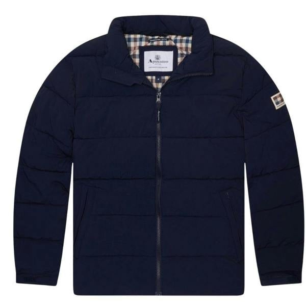 Aquascutum Mens Active Mock Neck Puffer Jacket - Navy Blue - 