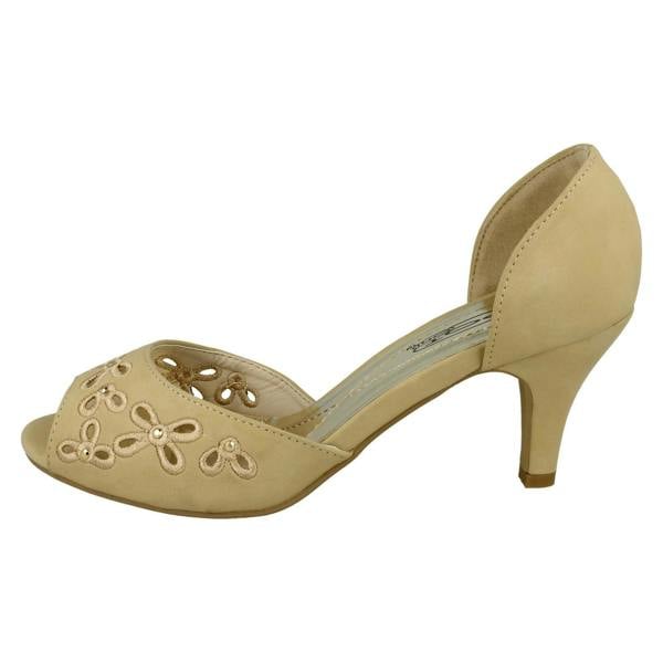 Spot On Ladies Spot On Peep Toe Slip On Court Shoe