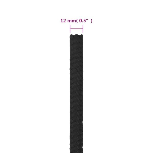 Berkfield Boat Rope Full Black 12 mm 100 m Polypropylene