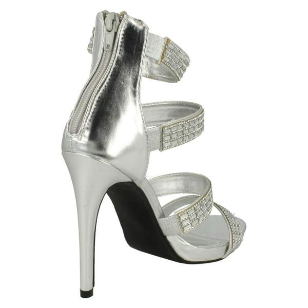 Anne Michelle Ladies Anne Michelle Strapy Zip Up Heeled Party Shoes