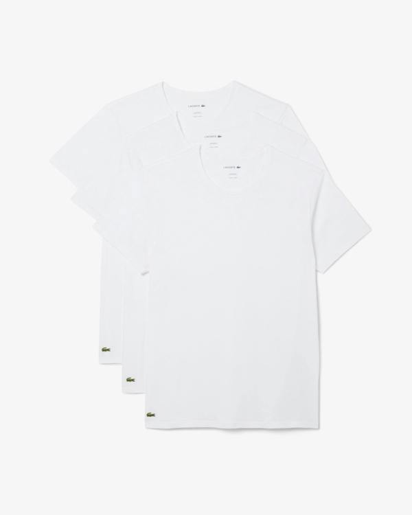 Lacoste 3 - Pack Cotton Crew Neck Mens T - Shirts - White 001 | CHO | Designer Mens Short Sleeve T - Shirts & Tops