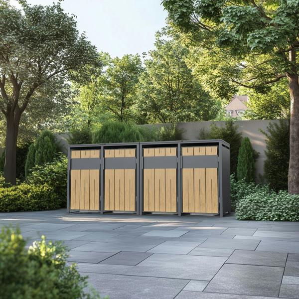 Phoenix Safe Phoenix GB4400AW Outdoor Quad Wheelie Bin Store for 4 x 240L Bins in Oak Effect