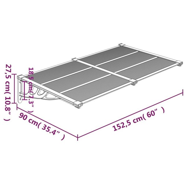 Berkfield Door Canopy Black 152.5x90 cm Polycarbonate