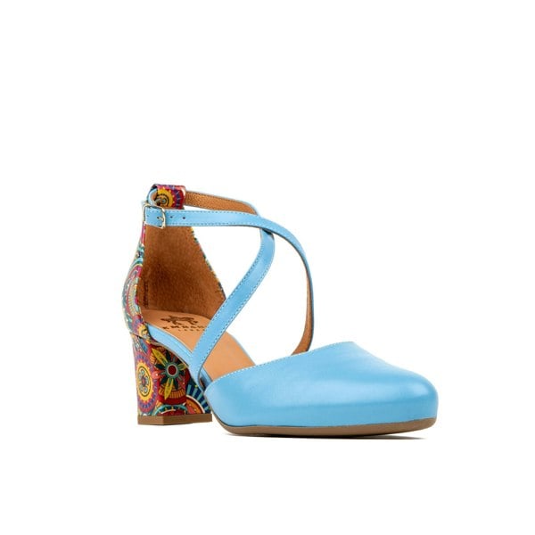 Embassy London Dannii - Blue Signature - Women's leather closed toe comfortable 2.4 inch heel sandal