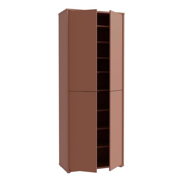 Furniture To Go Alice Springs Tall Shoe Cabinet with 4 Doors Push-to-Open in Terracotta