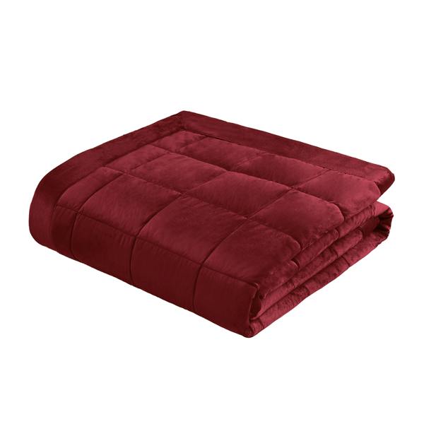Catherine Lansfield Kingsley Matt Velvet Quilted Bedspread Burgundy