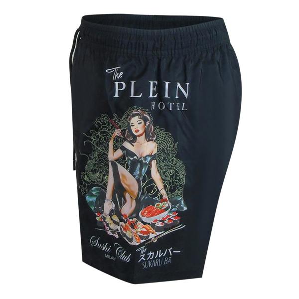 Philipp Plein Pin Up Logo Medium Boardshort Black Swim Shorts L
