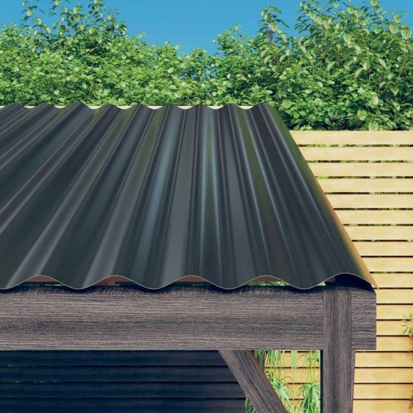 Berkfield Roof Panels 12 pcs Powder-coated Steel Anthracite 100x36 cm