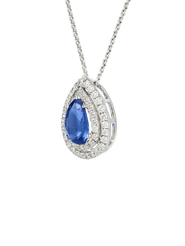 Gemdaia Ceylon Sapphire & Diamond Pendant