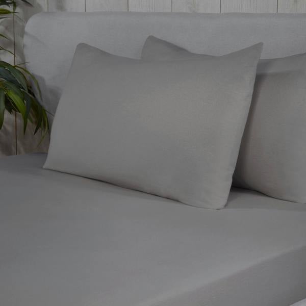 Smart Living 100% Brushed Cotton Flannelette Fitted Sheet or Pillowcase Pair - Silver