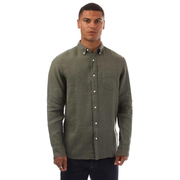 Gant Mens Linen Garment Dyed Regular Shirt - Green