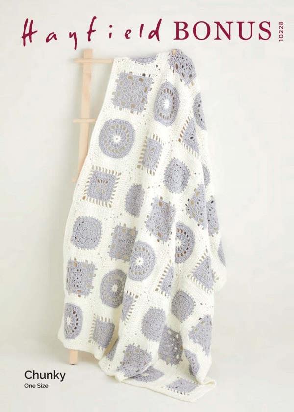 Hayfield Bonus Chunky Crochet Pattern 10228, Blankets One Size