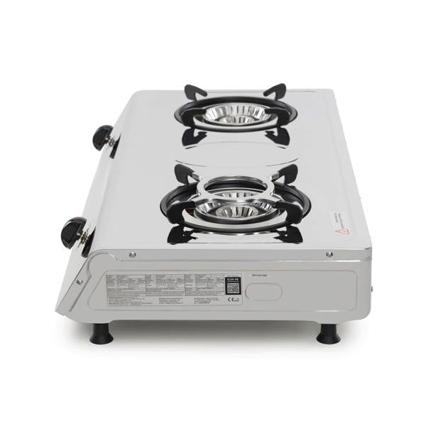 Portable gas stove with two burners CE mark