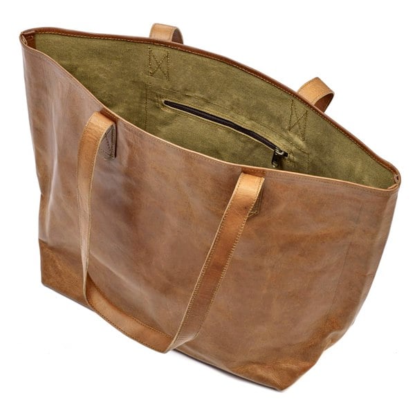 Paper High Brown Leather Tote Shopping Bag