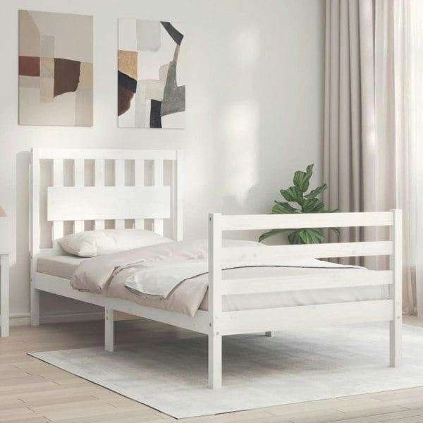 Berkfield Bed Frame with Headboard White 90x200 cm Solid Wood