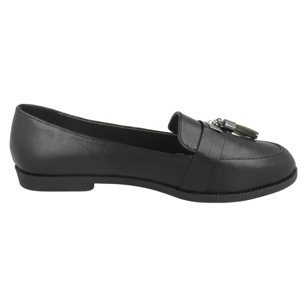 Spot On Ladies Spot On Tassel Trim Loafer Shoes F80418