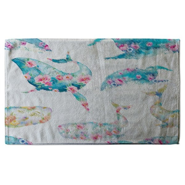 Benjamin Tate Design Whale with flowers (Bath Towel)