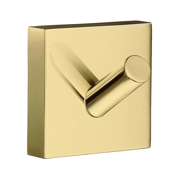 Single polished brass towel hook