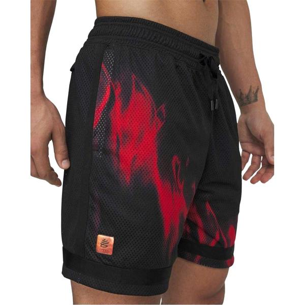 Under Armour Mens Flames Basketball Shorts - Black/Red - 
