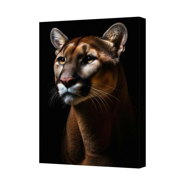 Benjamin Tate Design Stunning Black Background Puma Portrait on Canvas Wall Art