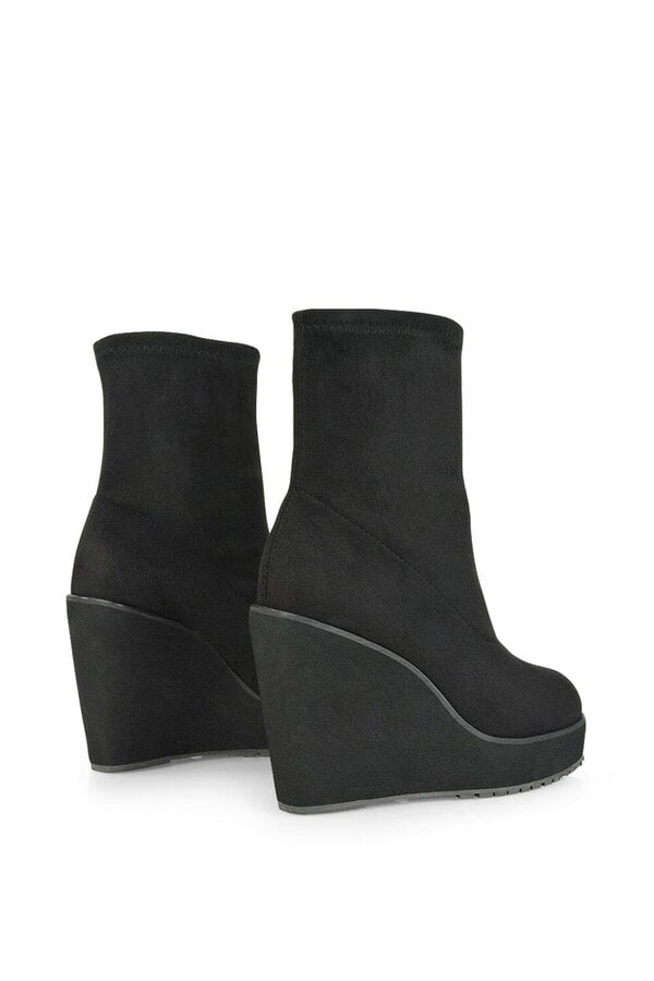 XY LONDON Platform Wedge Heeled Sock Biker Ankle Boots