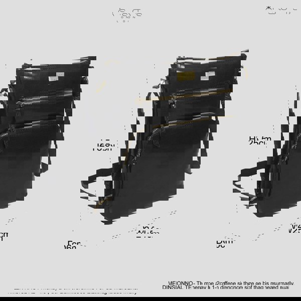 Assots London 'AGATHA' Black Vintage Polished VT Real Leather Crossbody Bag