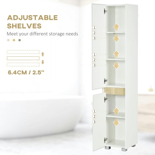 Wyld Haus Moka Tall Freestanding Bathroom Cabinet With 5 Tier Adjustable Shelving White