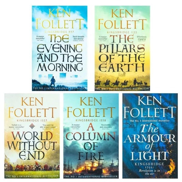 Ken Follett Kingsbridge 5 Books Collection–Pillars of the Earth, World Without End, A Column of Fire, The Evening and the Morning, The Armor of Light