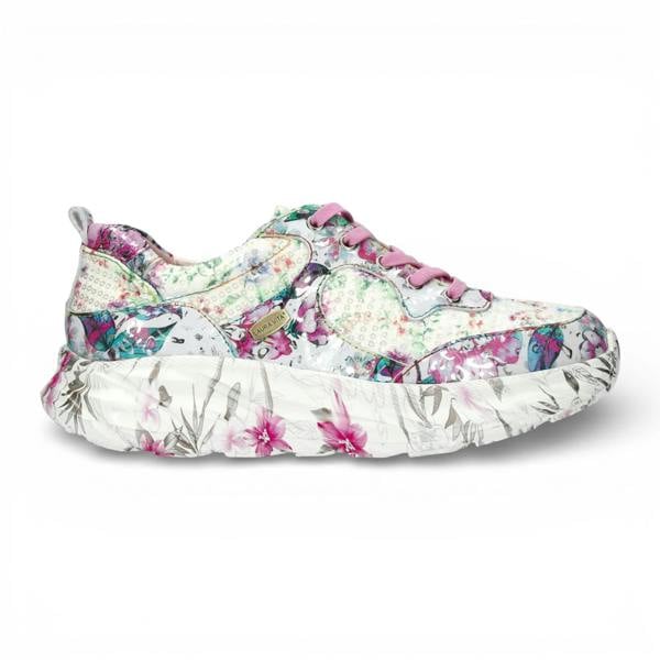 Laura Vita Sofiao 07 - Women's Pink Floral Leather Platform Sneakers